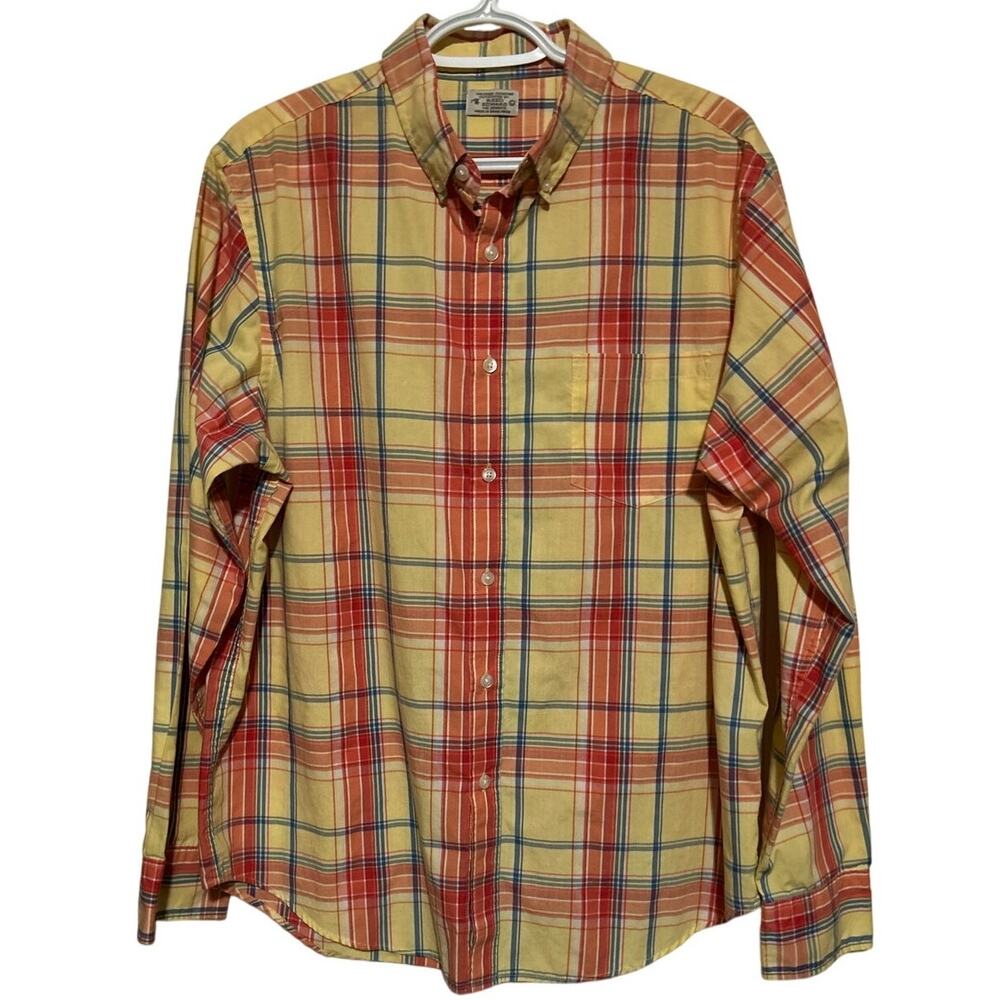 Reed Edward Men's Yellow Orange Blue Long Sleeve‎ Button Down Shirt Size L